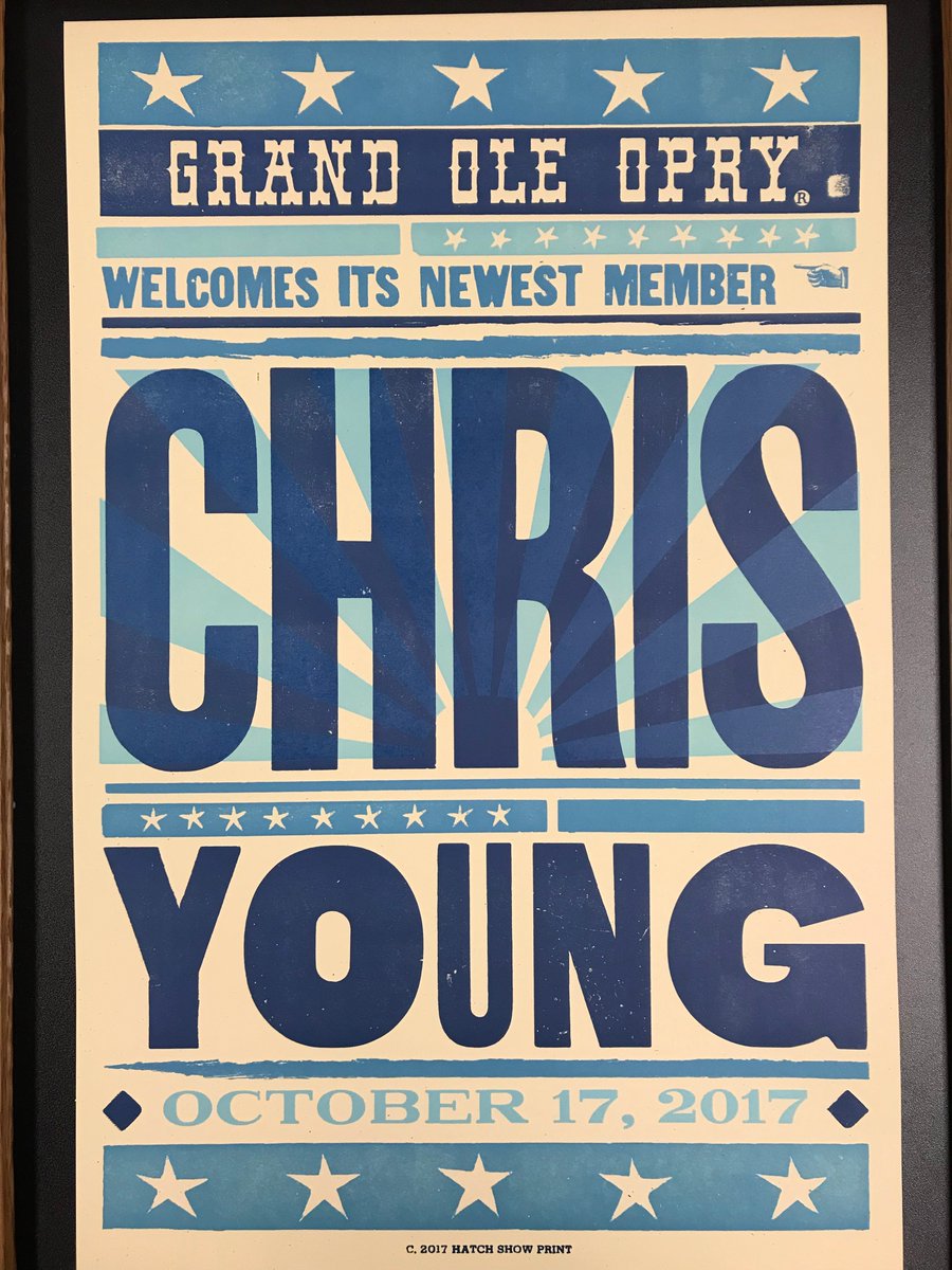 opry's tweet photo. Take home a piece of @ChrisYoungMusic's unforgettable #OpryInduction with this commemorative poster! RT to win! https://t.co/ba3U7EXHhS