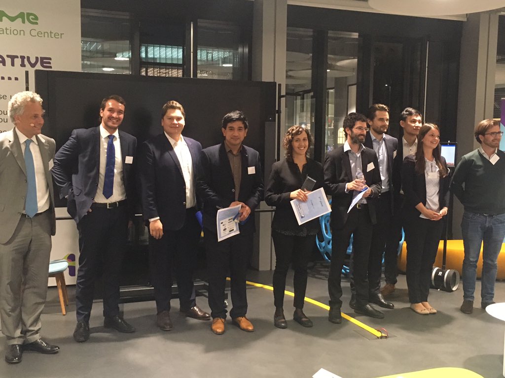 EUeic's tweet photo. The jury is in: @genomebiologics and their drug-disease matching technology take the gold🏆 at the Merck Venture Lounge tonight! Congratulations to the winners and huge thank you to all participants 🎉! #SMEInstrument #SMEIacceleration https://t.co/2PnoeZ9uhm