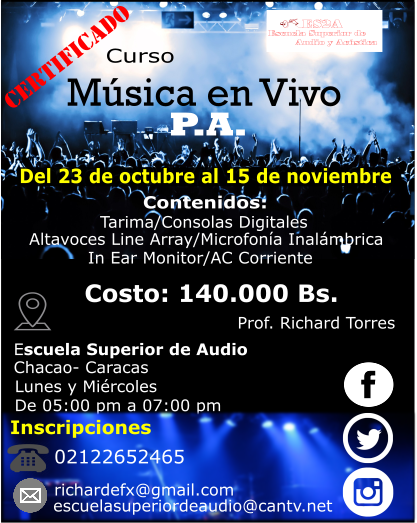 richardefx's tweet image. Sera el IV Taller de P.A en un año te invitamos actualizarte en #linearray #radiofrecuencia #driverack #consolasdigitales @CursosExpodato