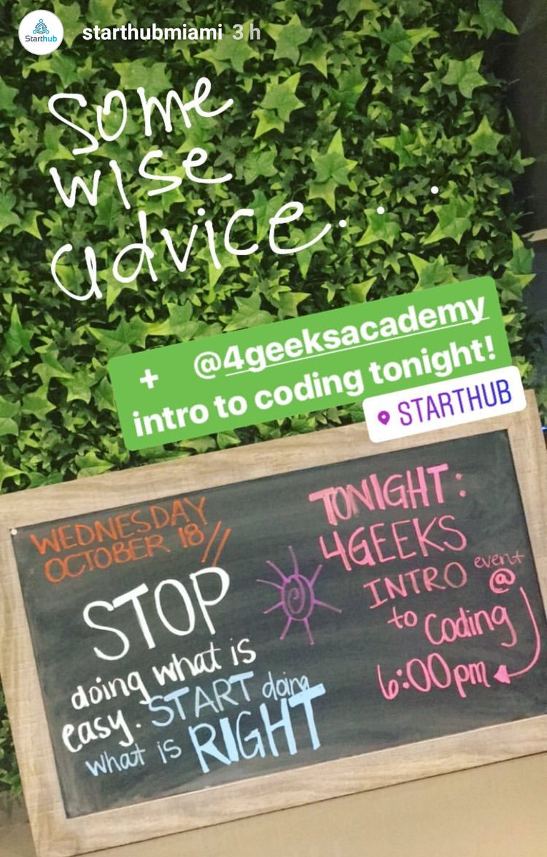 4GeeksAcademy's tweet image. Today is the Day! See you guys at @starthubmiami at 6pm 😉🤓
#4GeeksAcademy #Intro4Geeks #IntroToCoding #BreatheCoding #Miami #Academy #geeks