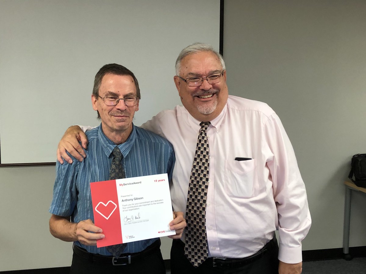 spruill_derrick's tweet photo. Congrats to Anthony (Tony) Gibson for 15 years with CVS Pharmacy! Thanks for all you do! @ChocolaBob @TDepault @vaibhs1 https://t.co/JWkQeZE8yA