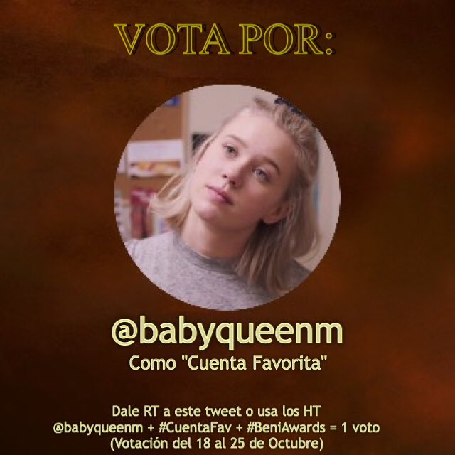 ShawnLatinAward's tweet photo. ¡Vota por @babyqueenm si es tu cuenta favorita! 👑
RT o manda tus tweets
#CuentaFav #BeniAwards https://t.co/q0MdWSZnWb