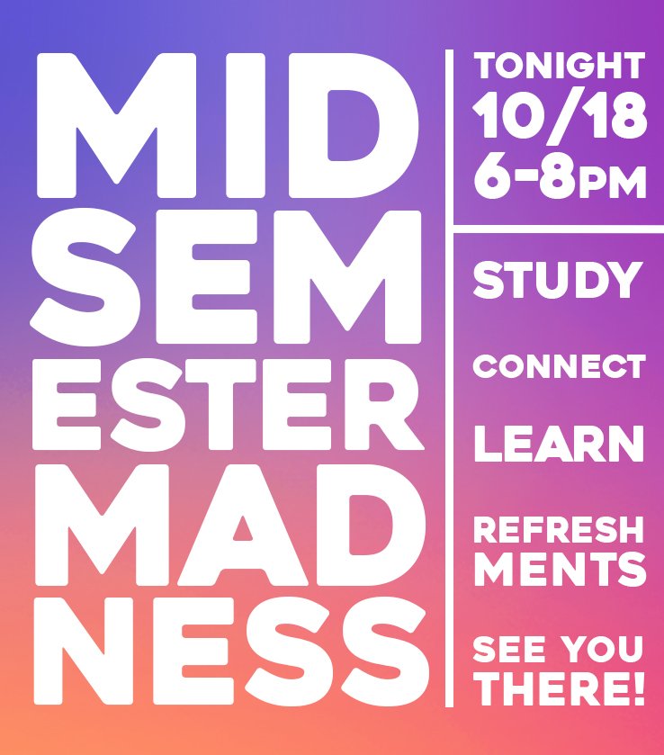 More than a study session! Connect with instructors &amp; tutors, &amp; learn study strategies for a successful semester. Refreshments!