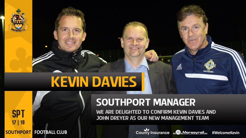 southport_fc's tweet photo. ICYMI: Kevin Davies has today been named as the new Southport manager https://t.co/uofZOx4ZnB #WelcomeKevin https://t.co/KkBEi6VRjv