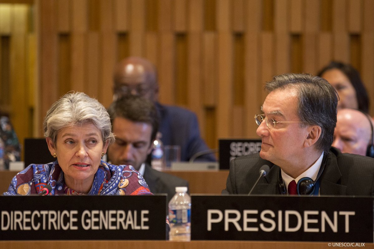 UnescoExBChair's tweet photo. J'ai clôturé la #202EX session du Conseil exécutif de #UNESCO, la dernière avant la Conférence générale #39GC. https://t.co/Vu6AaLM2jy