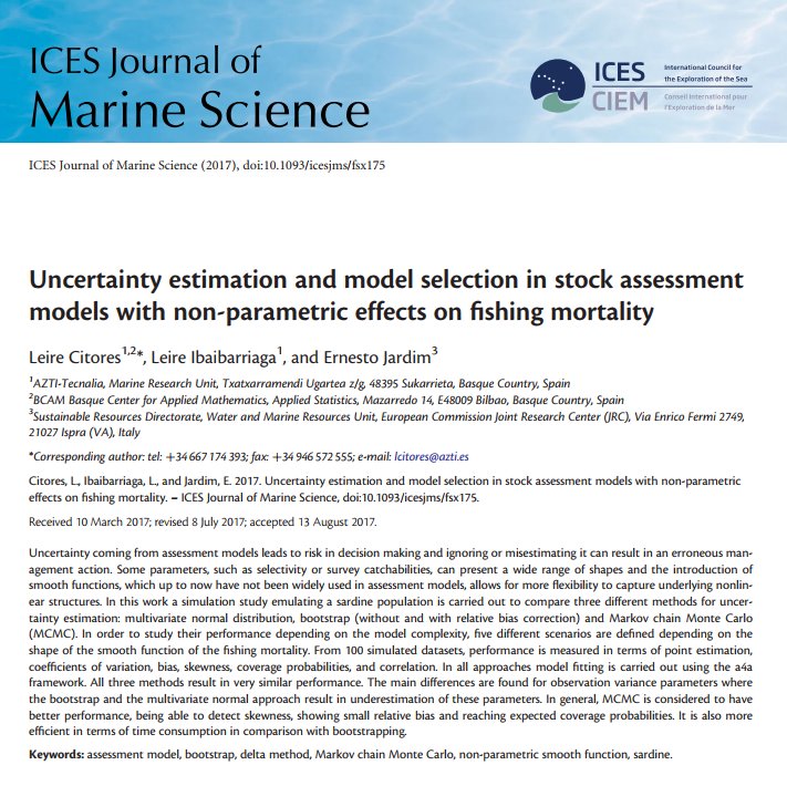AdmbProject's tweet photo. New in @ICES_ASC J Mar Sci. Leire Citores uses #ADMB to compare uncertainty estimation methods for fish assessment.
https://t.co/7mfDOPHNoT https://t.co/s90ln6MmSK