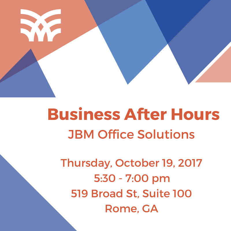 GeekWeekRome's tweet photo. Join us tomorrow night at JBM Office Solutions for Business After Hours. Register at https://t.co/Zsr8ViE0PZ! https://t.co/nkxrIwO7Vr