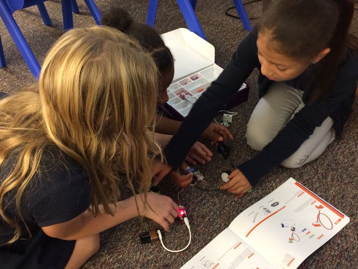 Students collaborating and creating with <a href="/littleBits/">littleBits</a> STEAM Student Set!