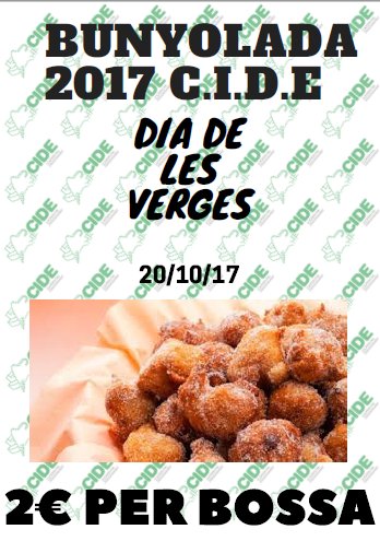 cide1966's tweet photo. Divendres celebram el Dia de les verges al CIDE. No et quedis sense els teus bunyols! https://t.co/O9zYEtk7J0