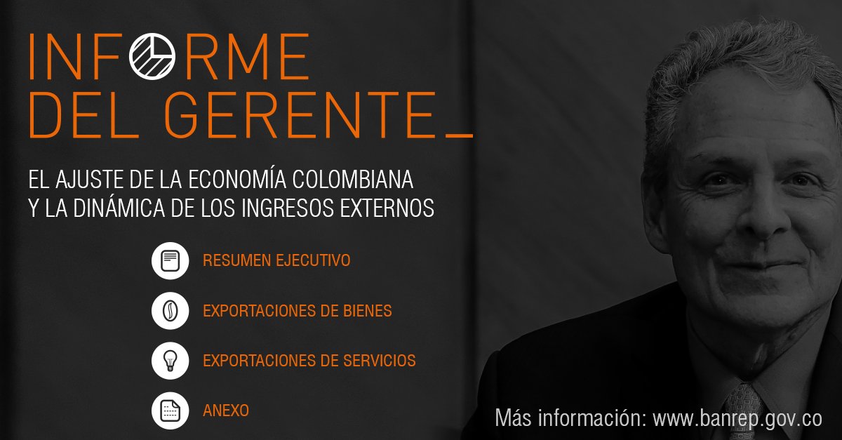 BancoRepublica's tweet photo. [PUBLICACIONES] Conozca #InformeDelGerente, segunda edición de nueva publicación trimestral de #JJEchavarria https://t.co/9BMag5qivj https://t.co/5tcRv1bNLt