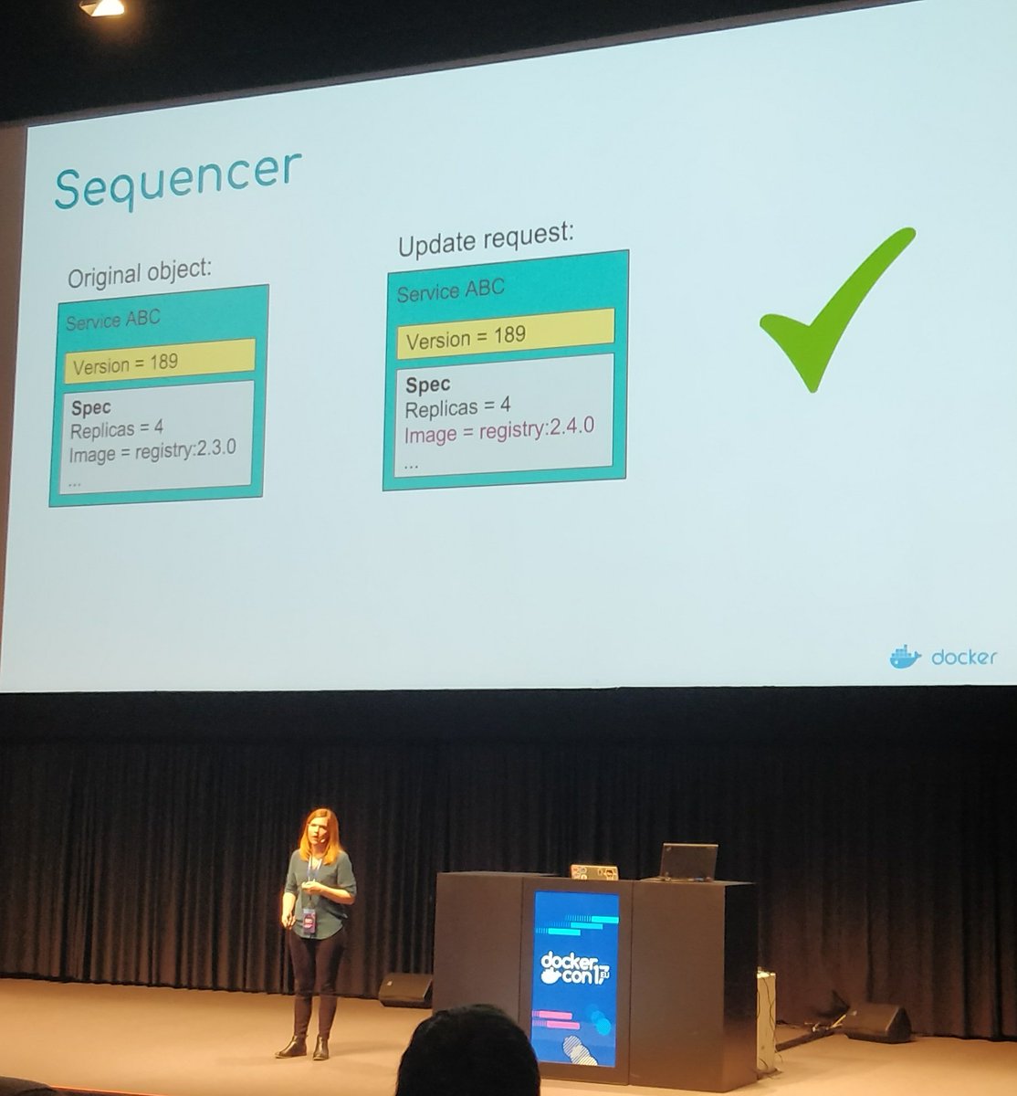 jpetazzo's tweet photo. Sequencer: similar to Lamport clock, but different! #swarmkit #dockercon @rhein_wein @stevvooe https://t.co/Afy3io0g3F