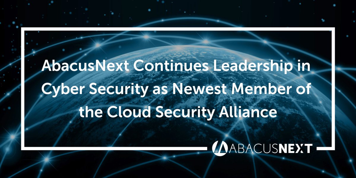 AbacusCloud's tweet photo. AbacusNext Continues Leadership in Cyber Security as Newest Member of the Cloud Security Alliance. Read more here: https://t.co/U1hdbc441h https://t.co/8FgpbNtFbc