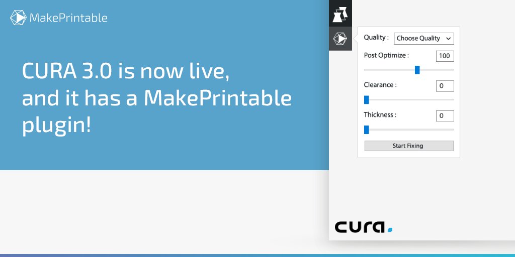 MakePrintable's tweet photo. @Ultimaker has just launched it's #Cura Slicer v3.0 that includes our MakePrintable's 3D repair process
https://t.co/tXSE801szI #3dprinting https://t.co/osdKhkuMzg