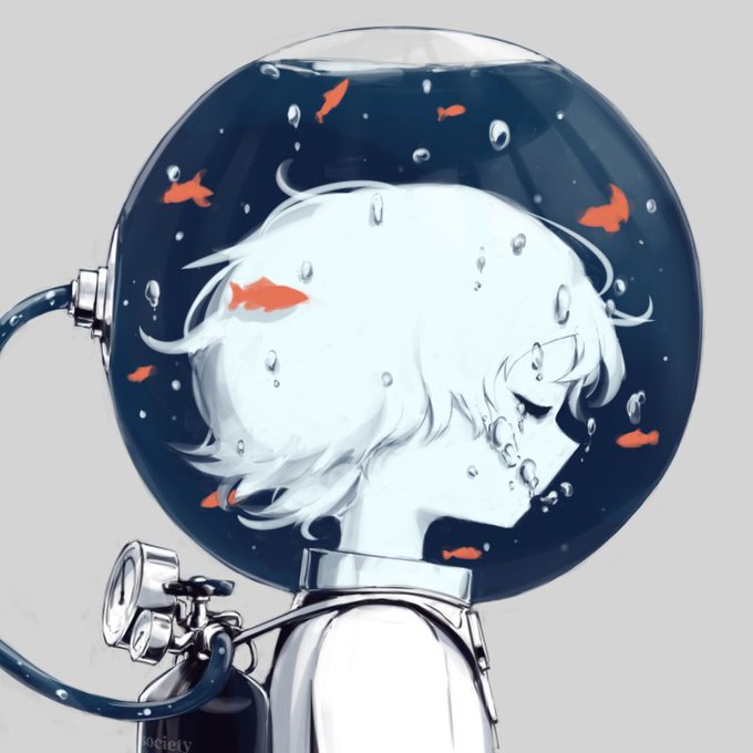 息苦しい水槽の中 酸素ボンベを使って無理やり呼吸しているかのような 生きづらい世の中 を表したイラストが深い Togetter