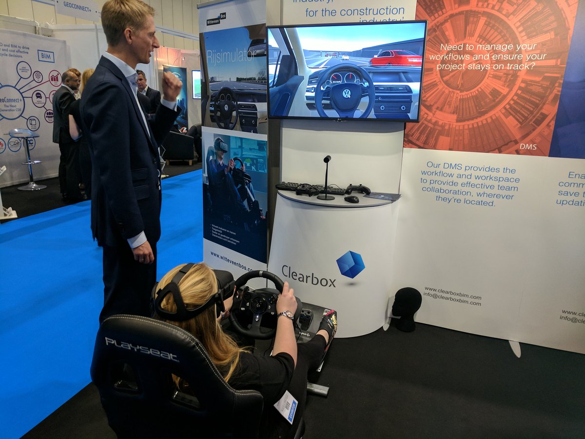 StaceyMouse's tweet photo. Myself and @peteraa34 driving through the @WitteveenBos highways model, who have used @clearboxbim tech to visualise construction sequencing https://t.co/C8vnvUZQw7