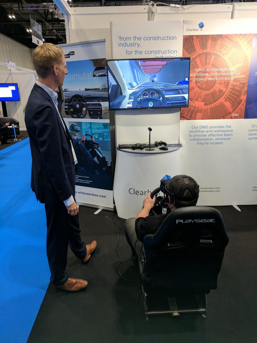 StaceyMouse's tweet photo. Myself and @peteraa34 driving through the @WitteveenBos highways model, who have used @clearboxbim tech to visualise construction sequencing https://t.co/C8vnvUZQw7