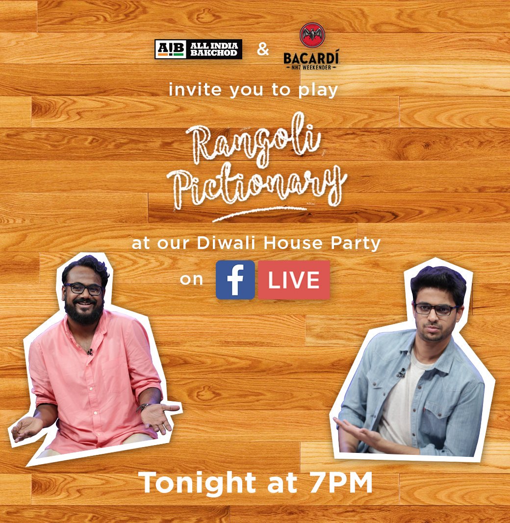 AllIndiaBakchod's tweet photo. We go LIVE on Facebook very soon. It's time to partyyyy! Stay Tuned. // @mojorojo @stupidusmaximus 

#BacardiHouseParty https://t.co/1hDAVLdLWl