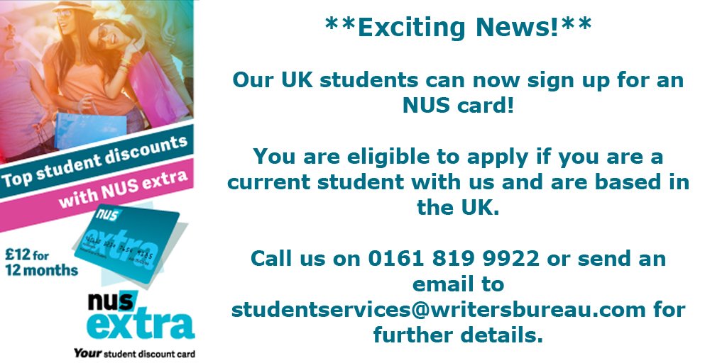 writersbureau's tweet photo. Been out #shopping? Think of the money you could have saved with an #NUScard! #studentdiscount https://t.co/35kcC0Oqk2