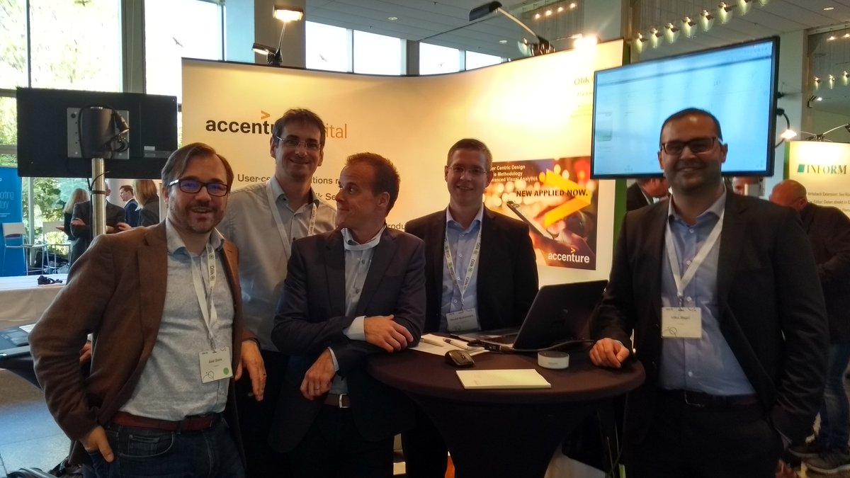cschwarz74's tweet photo. Accenture Digital team showing an #Alexa Qlik sense demo at #VisualizeYourWorld and some custom built mashups. https://t.co/w4N13lzUKm