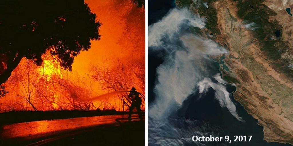 NOAASatellites's tweet photo. Over 245,000 acres of #California were burned in 9 days @CAL_FIRE reported, see the #wildfires from space: https://t.co/wgYwkb8tTQ https://t.co/JccZWXlhQb
