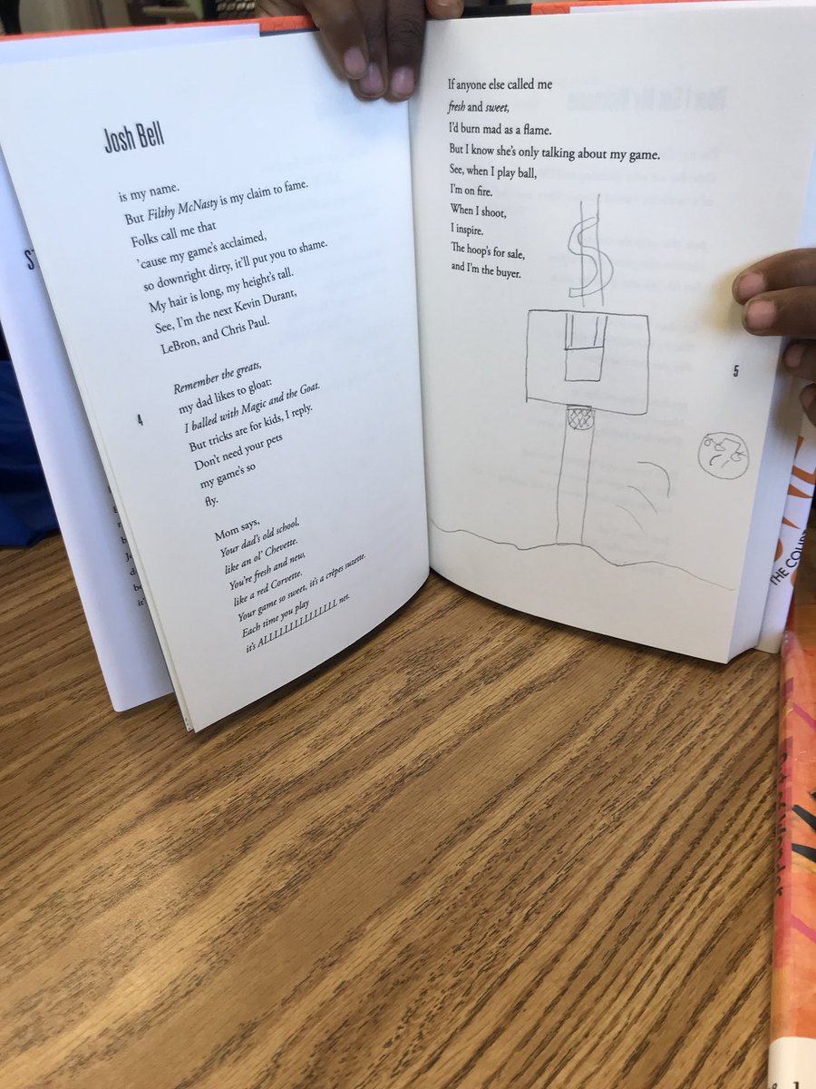 Mrs_Barber8's tweet photo. Illustrating our books by Kwame Alexander.  Thinking about our reading through pictures. #readingislit @Hamilton_Elem @Mr_Rossler https://t.co/H3TFSq5Lx0