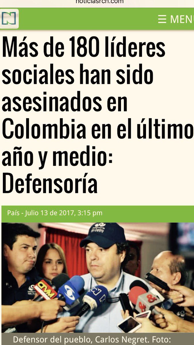 jorgerojas2022's tweet photo. En Argentina hay conmoción por desaparición y posible muerte de Santiago Maldonado
En Colombia han matado 180 líderes sociales en 18 meses https://t.co/th5dcAWP7o