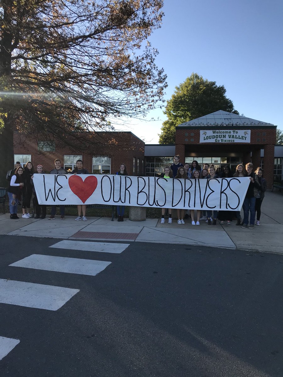 LCHS_Inman's tweet photo. We are so thankful for our amazing bus drivers! @LVHS_SCA had fun welcoming them to campus today with smiles &amp; treats galore @LVHS_official https://t.co/bJL0afi16v