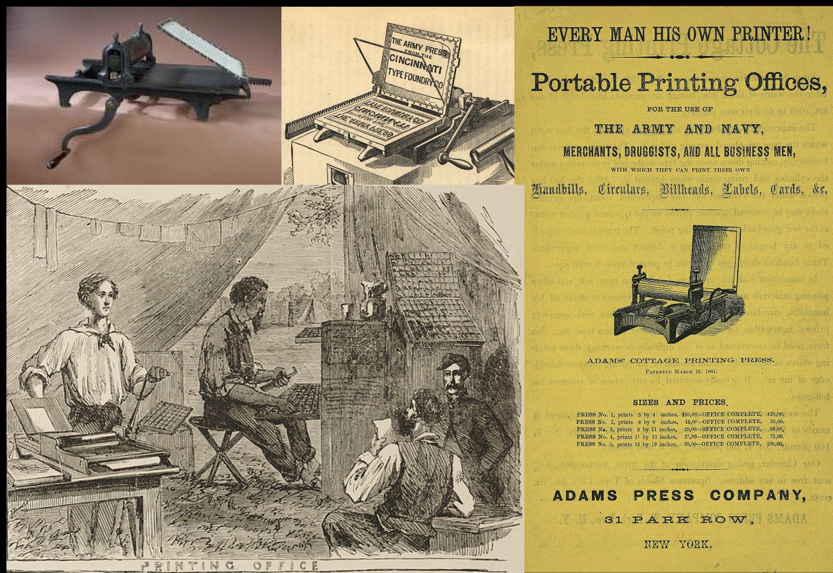 pxpohio's tweet photo. Small, mobile printing presses, made by Lowe &amp; Adams, allowed soldiers to set up print shops on the battlefield during the Civil War. https://t.co/rIdayMtPqQ