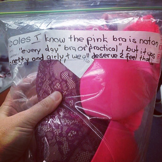 I know the pink bra is not an 'everyday' or 'practical' bra, but it was pretty and girly and we all deserve to feel that way #legend #donate