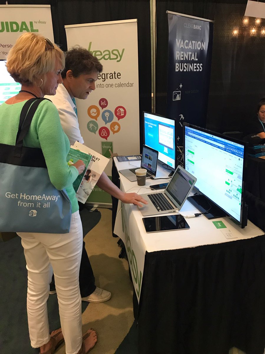 vreasy's tweet photo. Non-stop at #VRMANational yesterday! We're at booth #102 -  Speak to our team to discover new ways to power your vacation rental business https://t.co/ZpRG0MKWaL