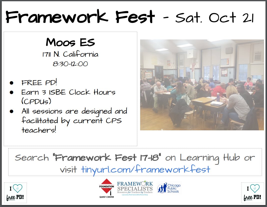 FfTSpecialists's tweet photo. FREE PD this Saturday! Moos Elem 8:30-12 
Learn about inquiry projects or productive struggle in math!
Register Now!
#FrameworkFest https://t.co/FPjLZzHv79