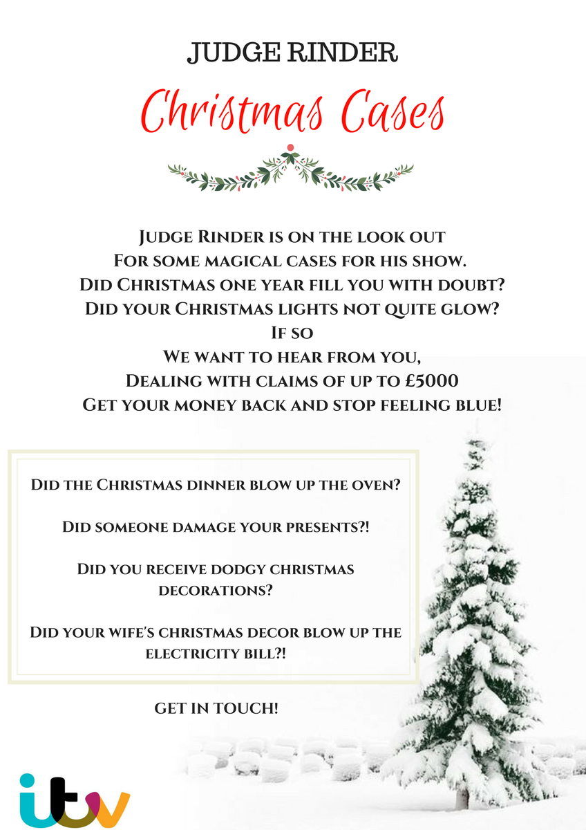 **CHRISTMAS CASES**
If interested, send me a message on here or email me: rebecca.hughes@itv.com
#JudgeRinder