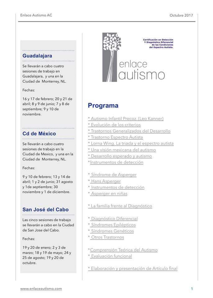ediazt's tweet photo. Programa general de la Certificación en Detección y Diagnóstico Diferencial de las Condiciones del Espectro Autista https://t.co/DQVYHOqcGH