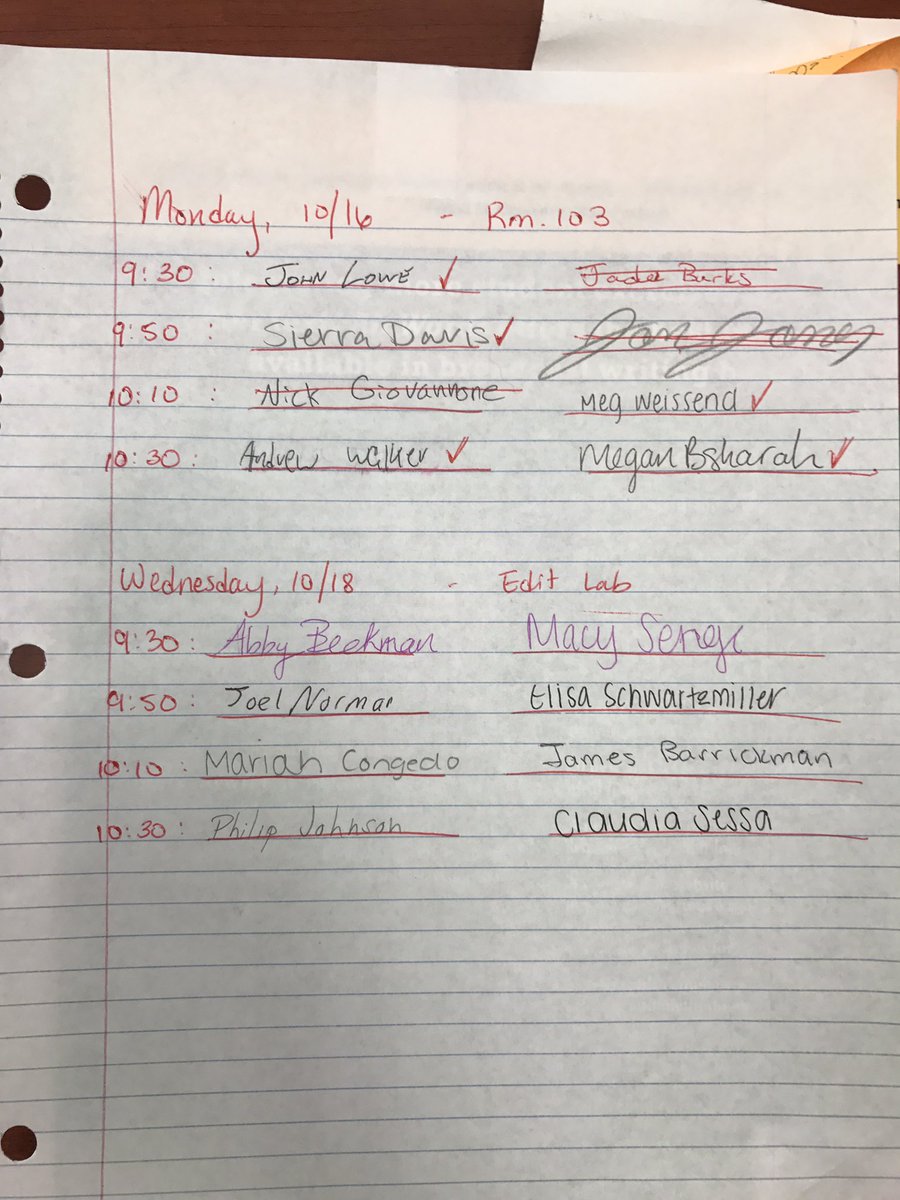 TVJ386's tweet photo. Reminder: JRL 386 story conferences are in the Edit Lab (room 207) today! https://t.co/0fOHLGY0b4
