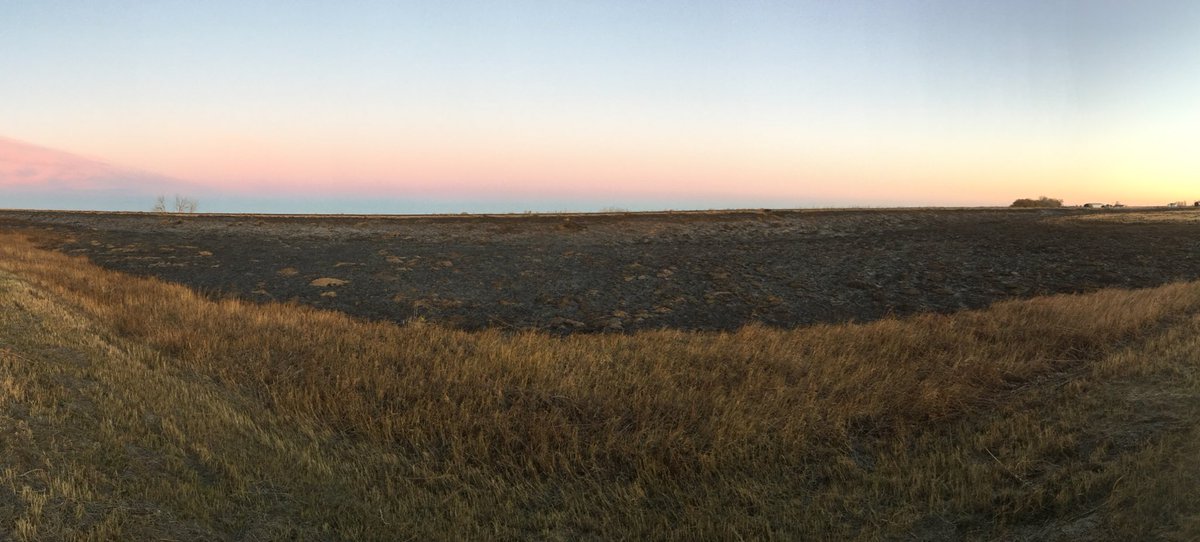 Blake_Lough's tweet photo. The scene just outside #Burstall. No buildings damaged but lots of scorched earth along railroad tracks. Watch @GlobalRegina @ 8am #skfire https://t.co/ZsoywzTZUS