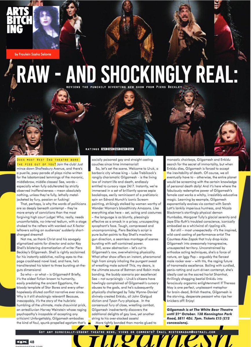 KevinWilsonPR's tweet photo. "@Rayshell’s blistering dramatization of writer Piers Beckley’s @GilgameshPlay is raw - and shockingly real!" says @QXMagazine https://t.co/9JBgL6pA9U