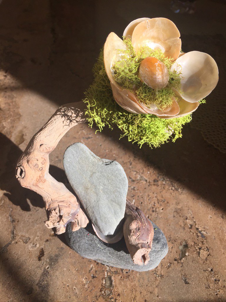 rosellabetty's tweet photo. #Art #Artist #MyArt #Stone #Shell #Wood #Nature #Inspiration #Creation #ShellFlower #HeartStone 🐚🌴🌸🌊🌾 GoodMorning 🌞 https://t.co/eXlt8wNsLa