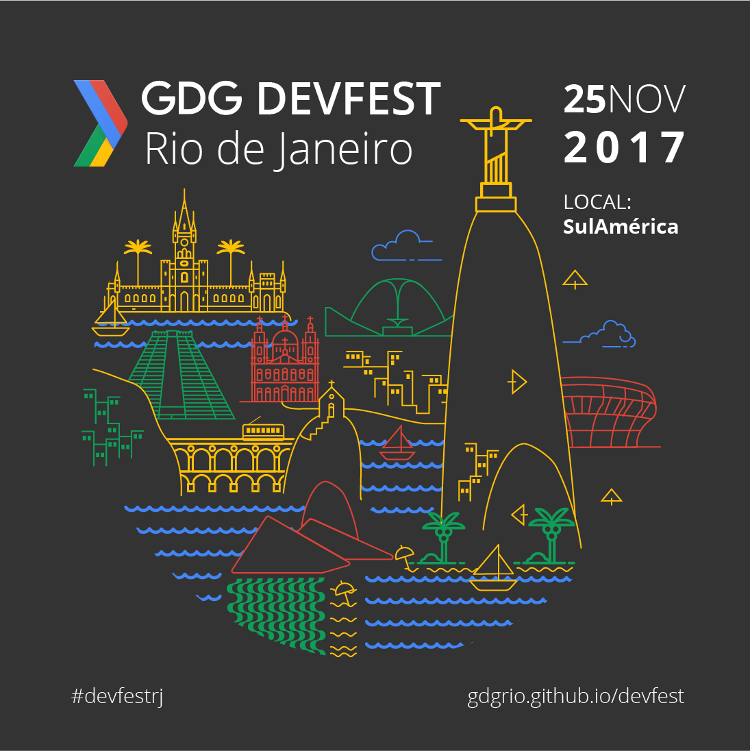 SAIU, venha para o Devfest RJ, no dia 25 de novembro. Mais informações no site gdgrio.github.io/devfest/, corra e garante seu ingresso!
