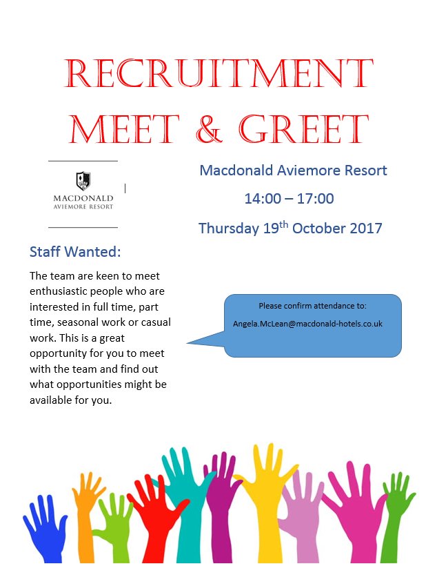 Excellent opportunity happening tomorrow at Macdonald Aviemore Resort!