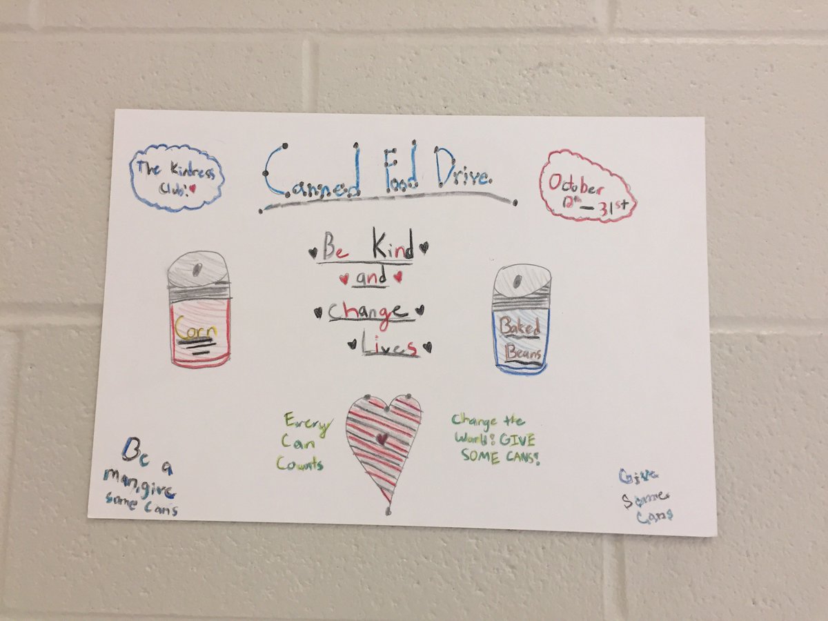SCEKindnessClub's tweet photo. Our canned food drive is underway!  Please send in your canned goods until October 31st!  The "House" with the most wins! https://t.co/d45H1hJBg1