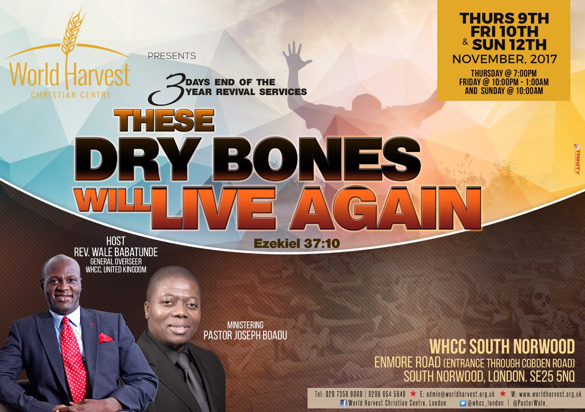 WHCC_London's tweet photo. 3-Day Revival Service hosted by @WHCC_London 
Guest Minister: Pastor Joseph Boadu 
9th, 10th and 12th of November. https://t.co/D62fF8RkGM