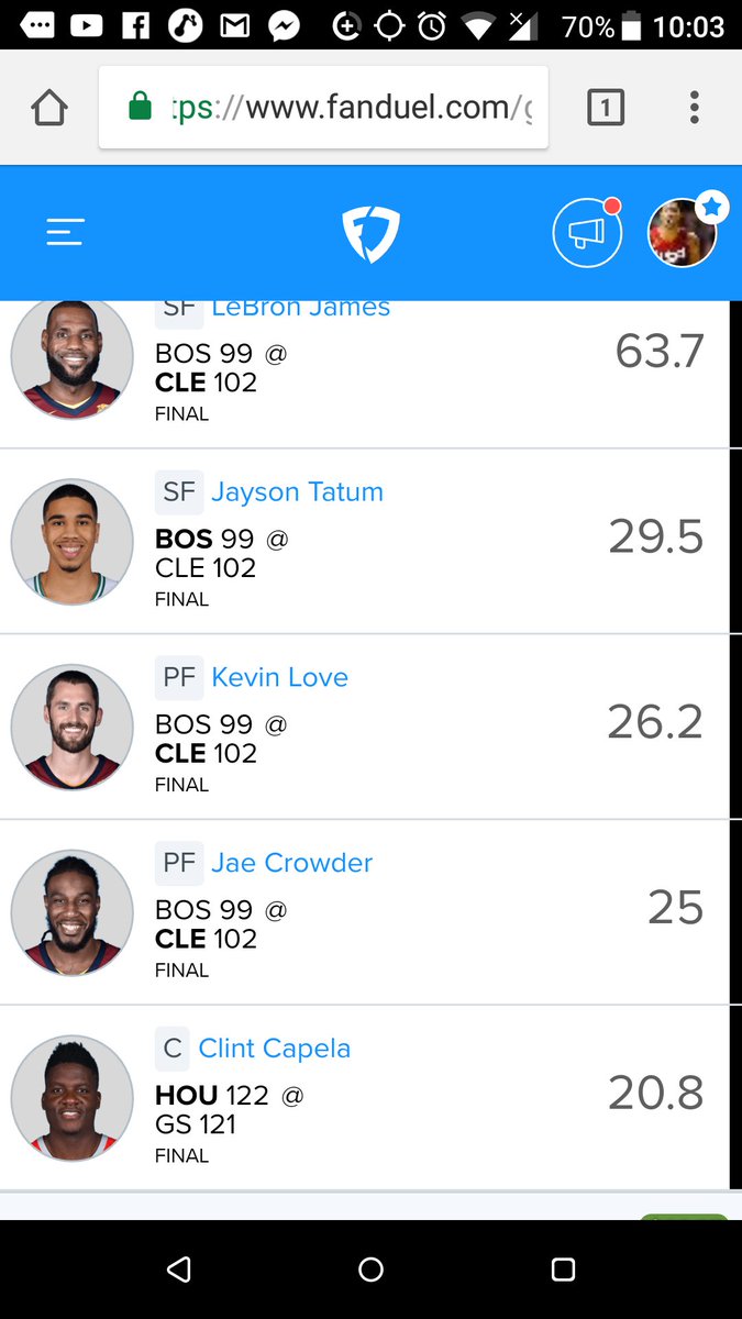 Drocketlinups's tweet photo. Win win win Come win with us on Fanduel https://t.co/aEALJYwN4x