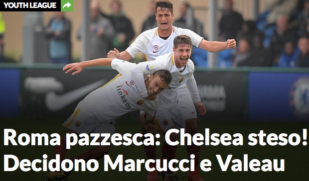 #YouthLeague La <a href="/OfficialASRoma/">AS Roma</a> supera in trasferta il <a href="/ChelseaFC/">Chelsea FC</a> @UEFAYouthLeague 
goo.gl/HhuuCN