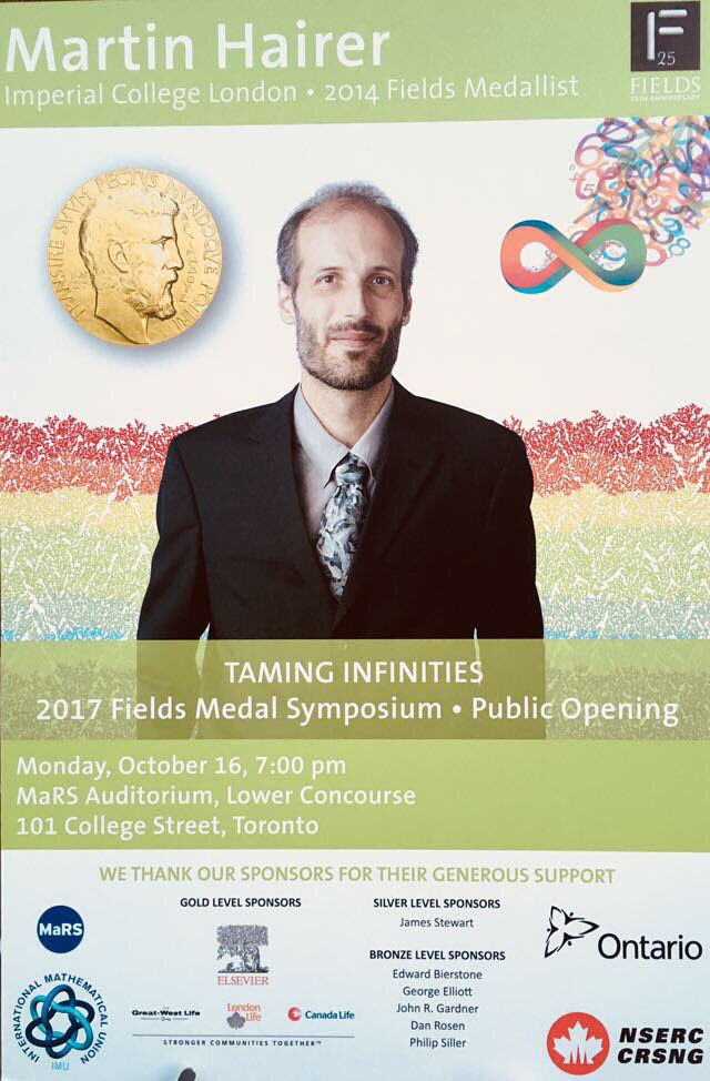 s_munao's tweet photo. Attended the public lecture of the #FMS2017 @FieldsInstitute that #Elsevier proudly sponsors each year. Thanks to Martin for a great lecture https://t.co/unxcMhImAb