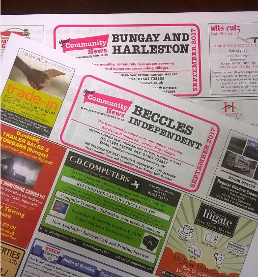 Bungay &amp; Harleston and Beccles papers just about to go to press. Look out for some great features including <a href="/figandroses/">Fig & Roses</a> and <a href="/BungayWave/">Wave</a>