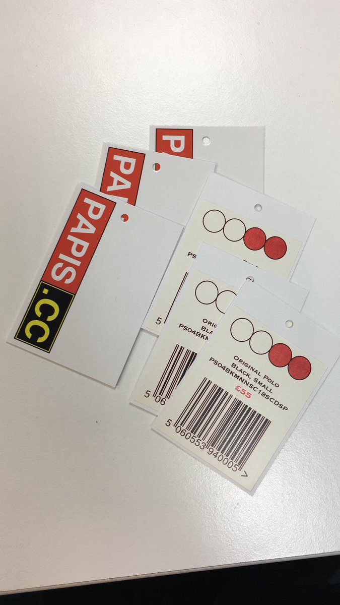 Papiscc's tweet photo. Labels printed for the Polo shirt swing tags. Another step closer! https://t.co/cXvsICgdlU