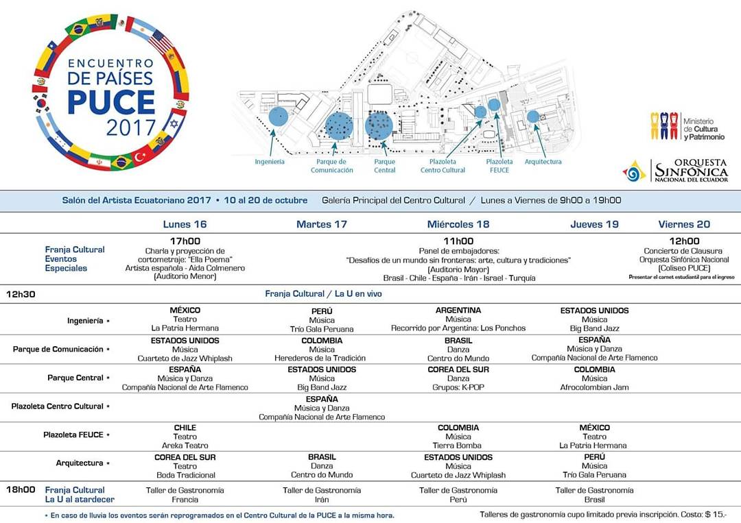 PUCE_Ecuador's tweet photo. ENCUENTRO DE PAÍSES PUCE 2017
Fecha: del 16 al 20 de octubre de 2017
Lugar: Campus PUCE QUITO
¡TE ESPERAMOS! https://t.co/M3jNVDf3nD