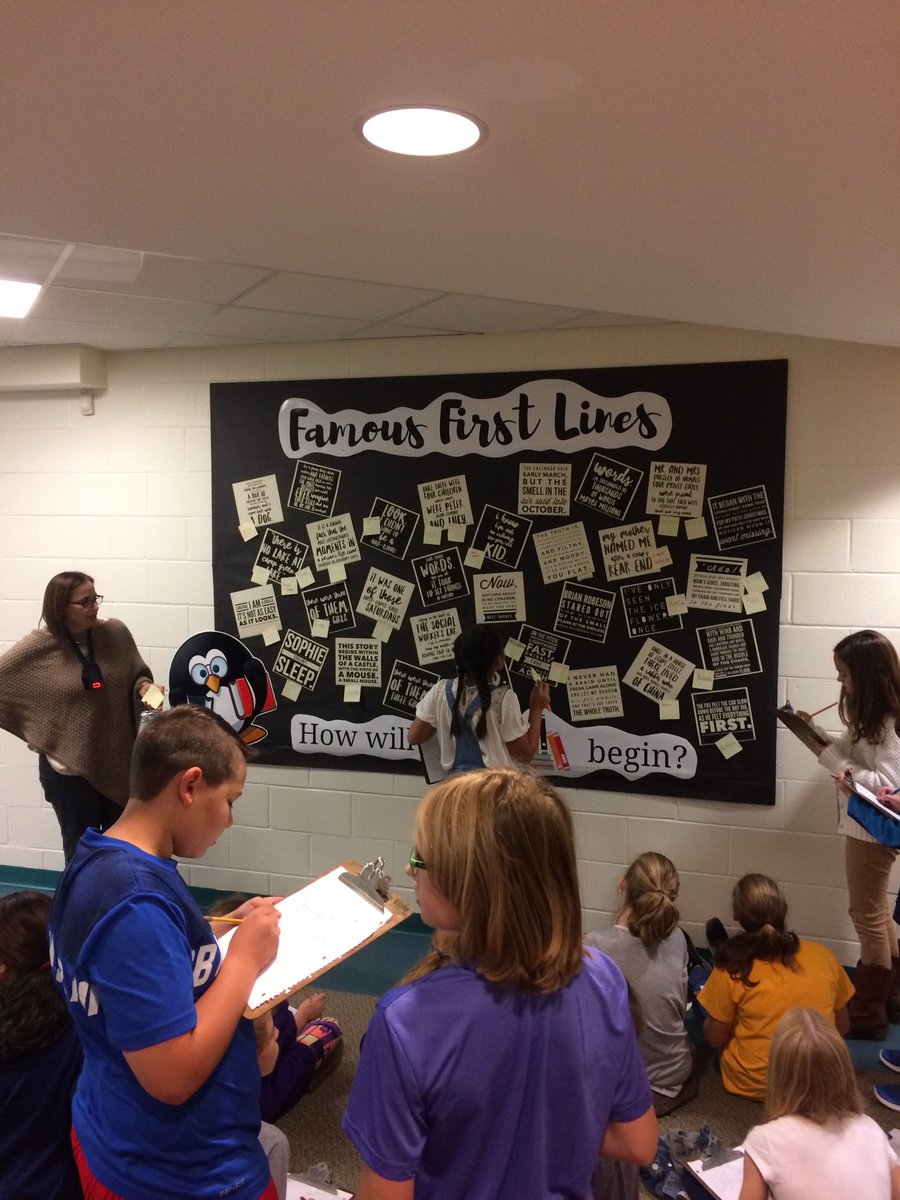 SaraStrait1's tweet photo. Recognizing writers' strategies of famous first lines & applying to personal narratives @CTischio @pialedina #reedintermediate #rislearns https://t.co/hG0Q71K1kB