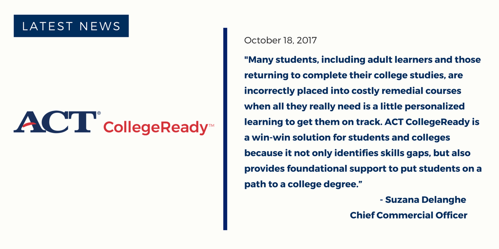 ACT's tweet photo. Just in: We've teamed up w/ @theNROCproject to offer ACT CollegeReady to assess skills &amp; offer personalized learning https://t.co/Wm6cjefJ4T https://t.co/GhcooI28DG