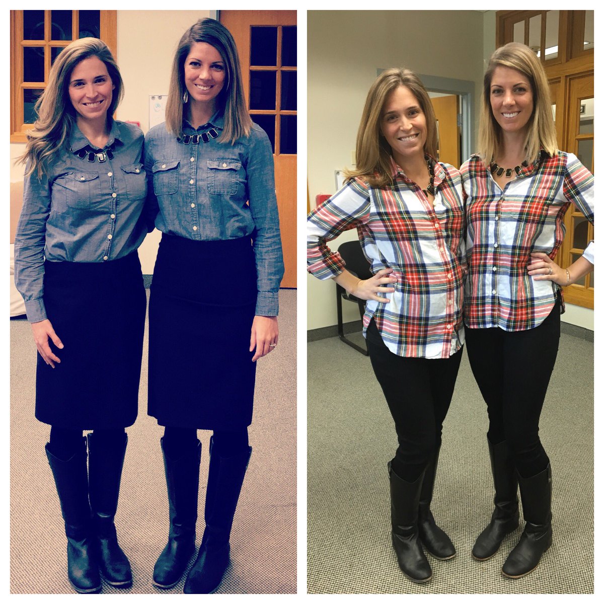 MrsToffey's tweet photo. Mrs. Toffey and Mrs. Cotter crush twin day every year! #spiritweek @CheshireAcademy @kathryn_cotter https://t.co/bdc3ZRGdQc